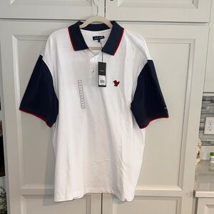 Bad Birdie NWT White and Navy Polo with Red Trim XL